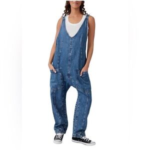 Free People High Roller Denim Overalls, New with Tags, Sapphire Blue